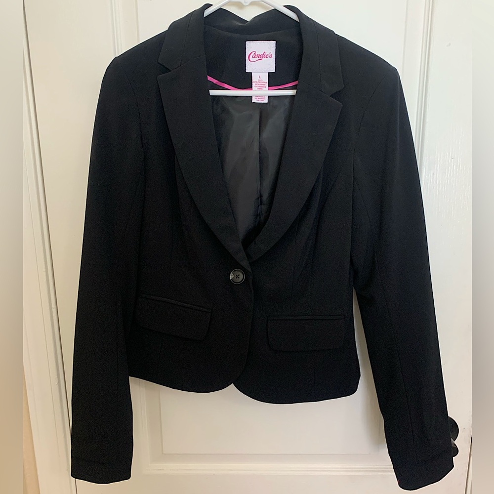 Candie's Black Women's One-Button Tailored Blazer